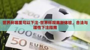 世界杯哪里可以下注-世界杯观赛新体验，合法与理性下注指南