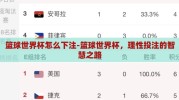 篮球世界杯怎么下注-篮球世界杯，理性投注的智慧之路