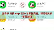 世界杯 竞猜 app 积分-世界杯竞猜，积分狂欢的智慧游戏