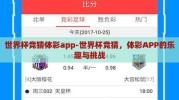 世界杯竞猜体彩app-世界杯竞猜，体彩APP的乐趣与挑战