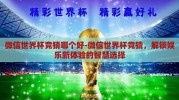微信世界杯竞猜哪个好-微信世界杯竞猜，解锁娱乐新体验的智慧选择