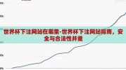 世界杯下注网站在哪里-世界杯下注网站指南，安全与合法性并重