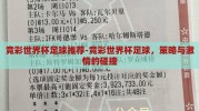 竞彩世界杯足球推荐-竞彩世界杯足球，策略与激情的碰撞