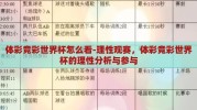 体彩竞彩世界杯怎么看-理性观赛，体彩竞彩世界杯的理性分析与参与