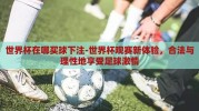 世界杯在哪买球下注-世界杯观赛新体验，合法与理性地享受足球激情