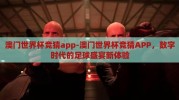澳门世界杯竞猜app-澳门世界杯竞猜APP，数字时代的足球盛宴新体验