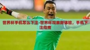 世界杯手机怎么下注-世界杯观赛新体验，手机下注指南
