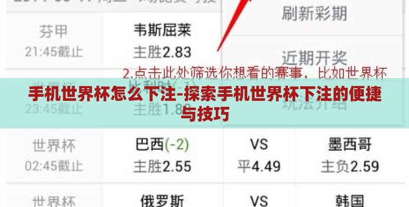 手机世界杯怎么下注-探索手机世界杯下注的便捷与技巧