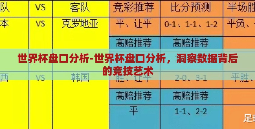 世界杯盘口分析-世界杯盘口分析，洞察数据背后的竞技艺术