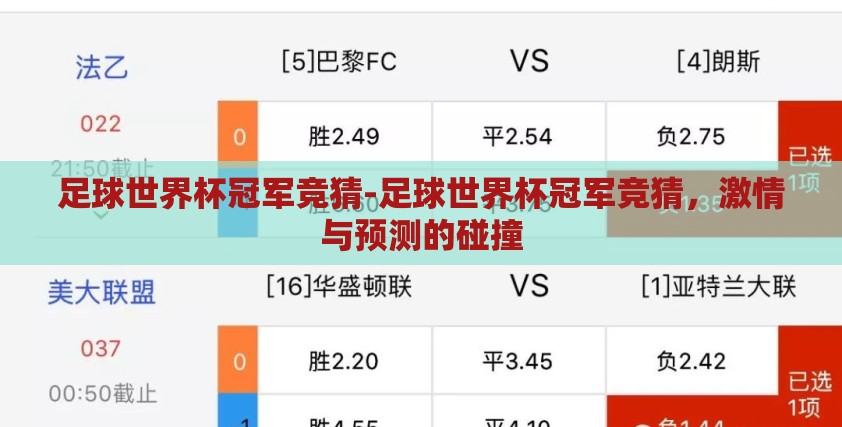 足球世界杯冠军竞猜-足球世界杯冠军竞猜，激情与预测的碰撞