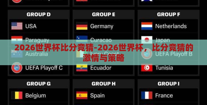 2026世界杯比分竞猜-2026世界杯，比分竞猜的激情与策略