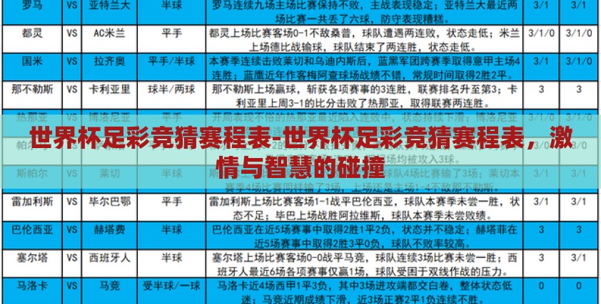 世界杯足彩竞猜赛程表-世界杯足彩竞猜赛程表,激情与智慧的碰撞 世界杯足彩竞猜赛程表-世界杯足彩竞猜赛程表,激情与智慧的碰撞