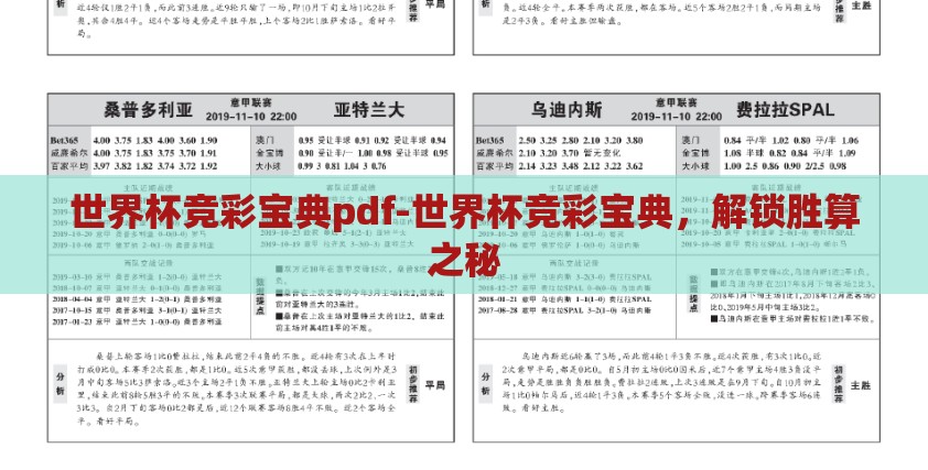 世界杯竞彩宝典pdf-世界杯竞彩宝典，解锁胜算之秘