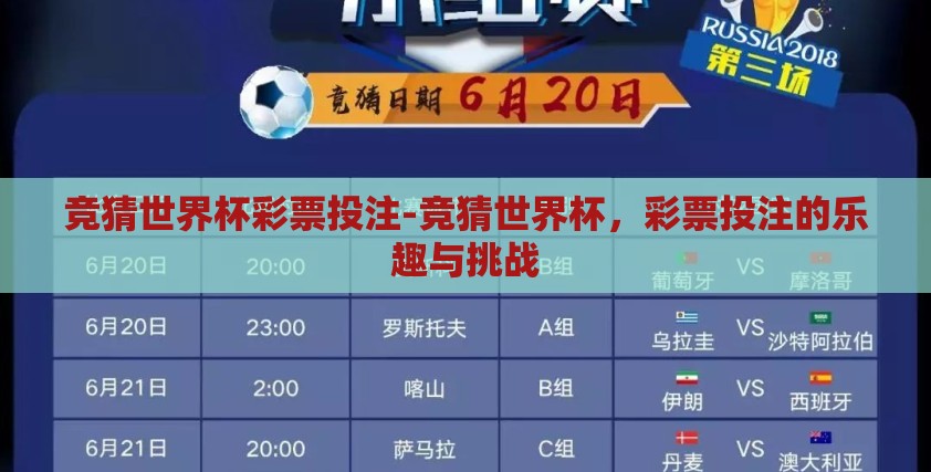 竞猜世界杯彩票投注-竞猜世界杯,彩票投注的乐趣与挑战 竞猜世界杯彩票投注-竞猜世界杯,彩票投注的乐趣与挑战