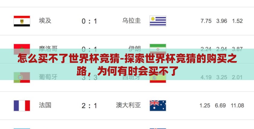 怎么买不了世界杯竞猜-探索世界杯竞猜的购买之路，为何有时会买不了