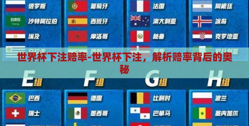 世界杯下注赔率-世界杯下注，解析赔率背后的奥秘