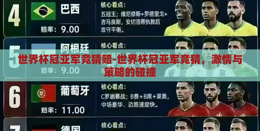 世界杯冠亚军竞猜赔-世界杯冠亚军竞猜，激情与策略的碰撞