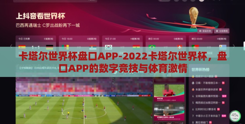 卡塔尔世界杯盘口APP-2022卡塔尔世界杯，盘口APP的数字竞技与体育激情