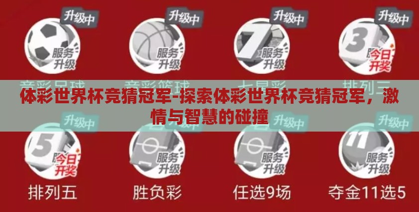 体彩世界杯竞猜冠军-探索体彩世界杯竞猜冠军，激情与智慧的碰撞