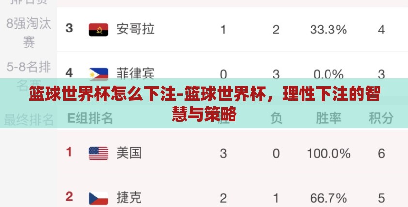 篮球世界杯怎么下注-篮球世界杯，理性下注的智慧与策略