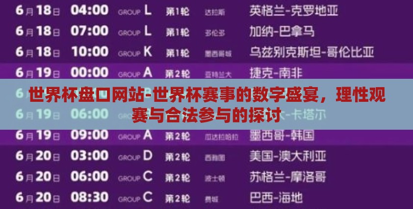 世界杯盘口网站-世界杯赛事的数字盛宴，理性观赛与合法参与的探讨